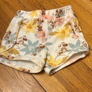 Disney Floral Mickey Mouse Kids Shorts - Yellow, Blue, Pink-terrycloth material